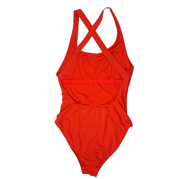 Andie Swim Tulum One Piece Swimsuit Orange Red Cross Strap Women's M - Picture 6 of 10